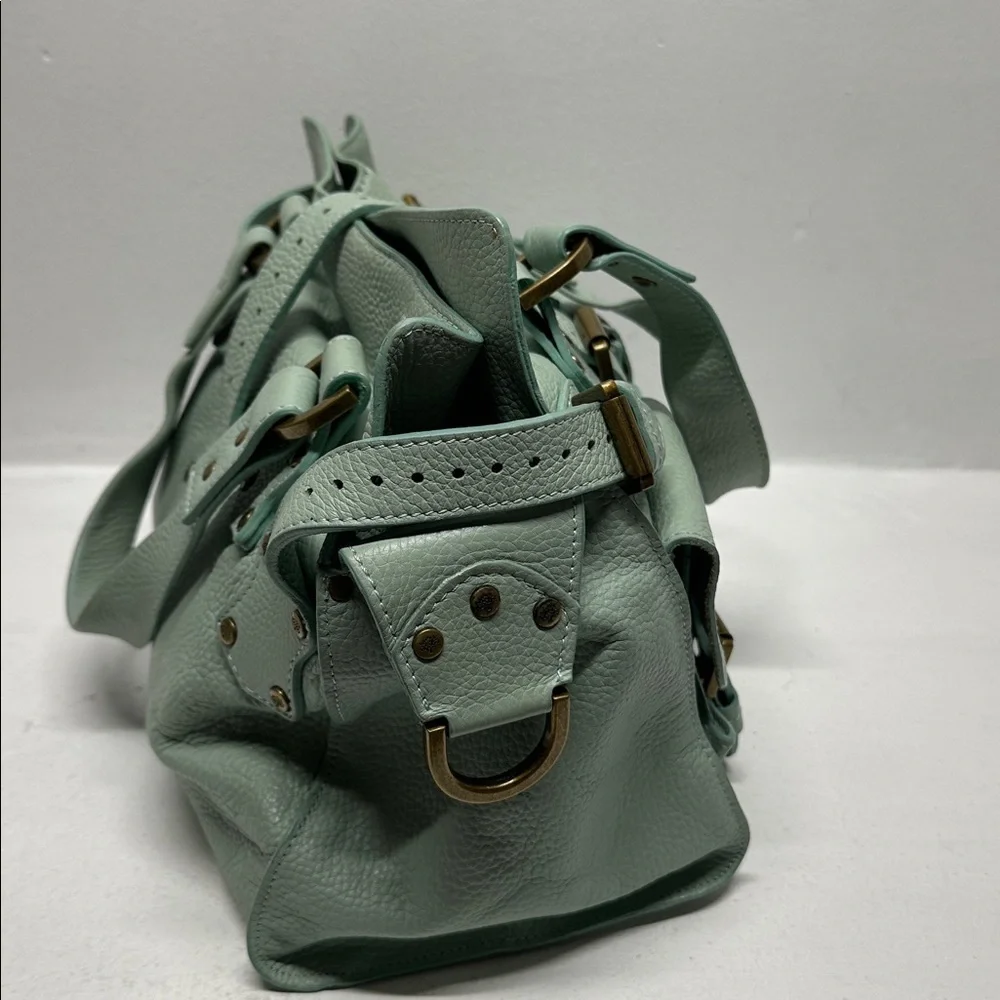 Mulberry Roxanne Satchel Bag Purse Studded Leather Limited Edition Green Gold - Picture 5 of 17